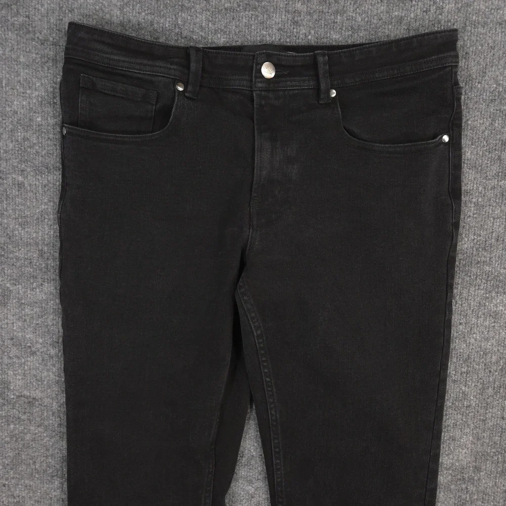 Under 5'10 Jeans‎ Mens 32X28 Black Tapered Stretch 5 Pocket Dark Wash Denim